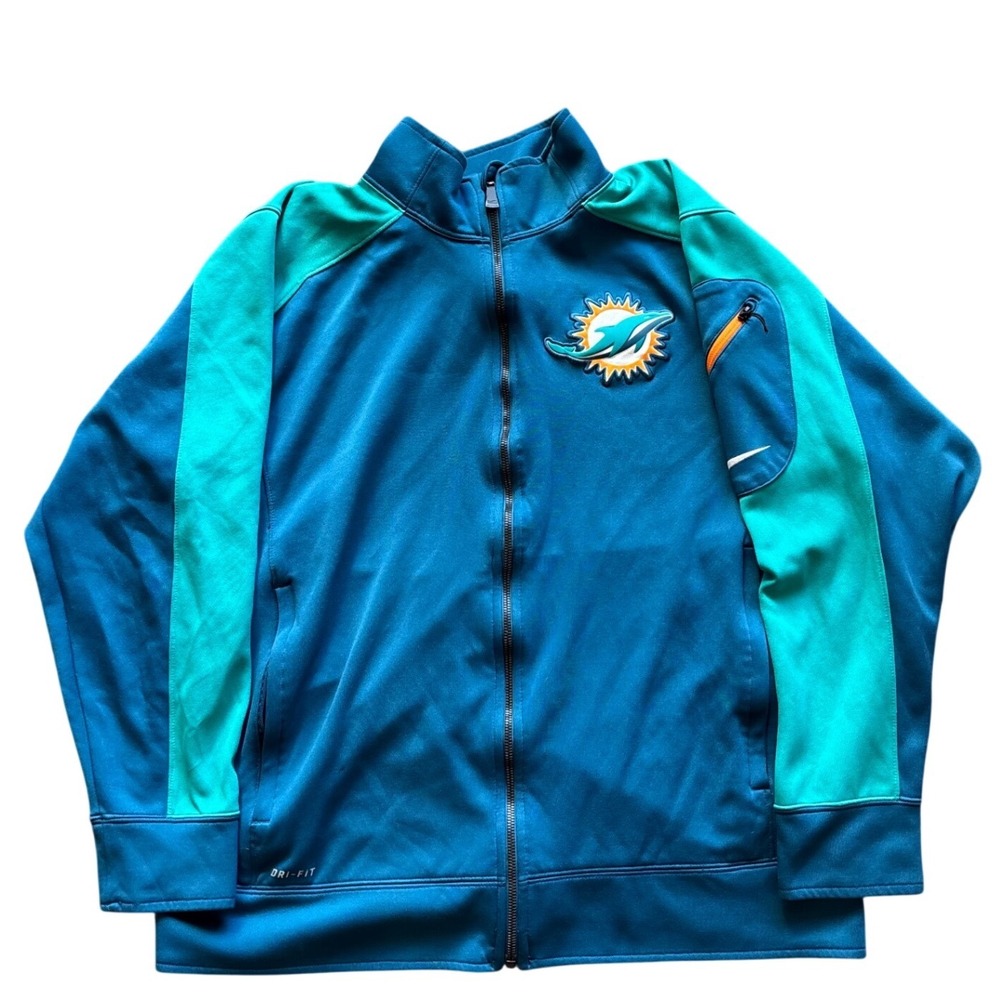 Miami Dolphins Nike Dri Fit Zip Up Warm Up Track Jacket XL Player Issued #81